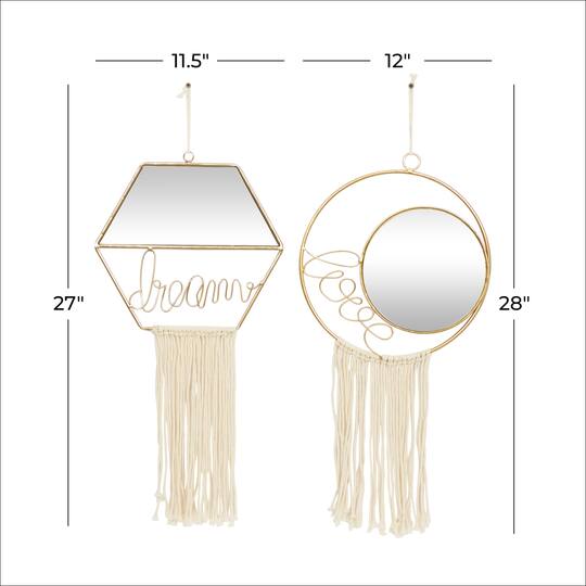 Gold Metal Contemporary Hanging Wall Mirrors Set